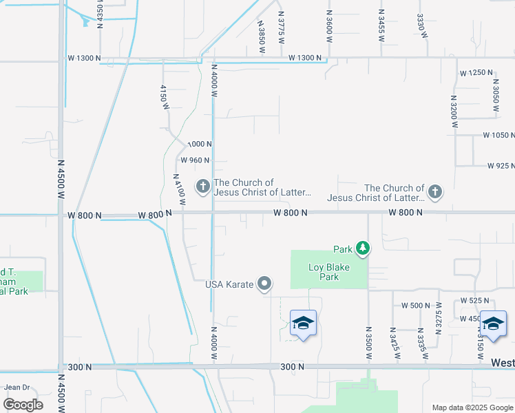 map of restaurants, bars, coffee shops, grocery stores, and more near 3877 West 825 North in West Point