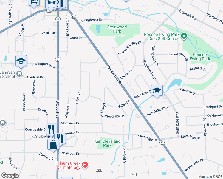 map of restaurants, bars, coffee shops, grocery stores, and more near 876 Wimbleton Drive in Medina