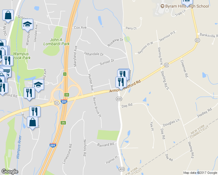 map of restaurants, bars, coffee shops, grocery stores, and more near 4 Niles Avenue in Armonk