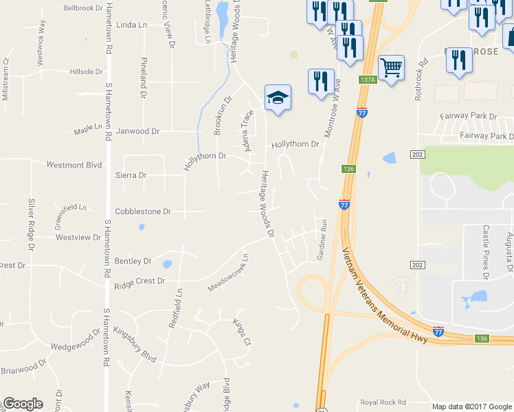 map of restaurants, bars, coffee shops, grocery stores, and more near 4119 Camelot Ct in Akron