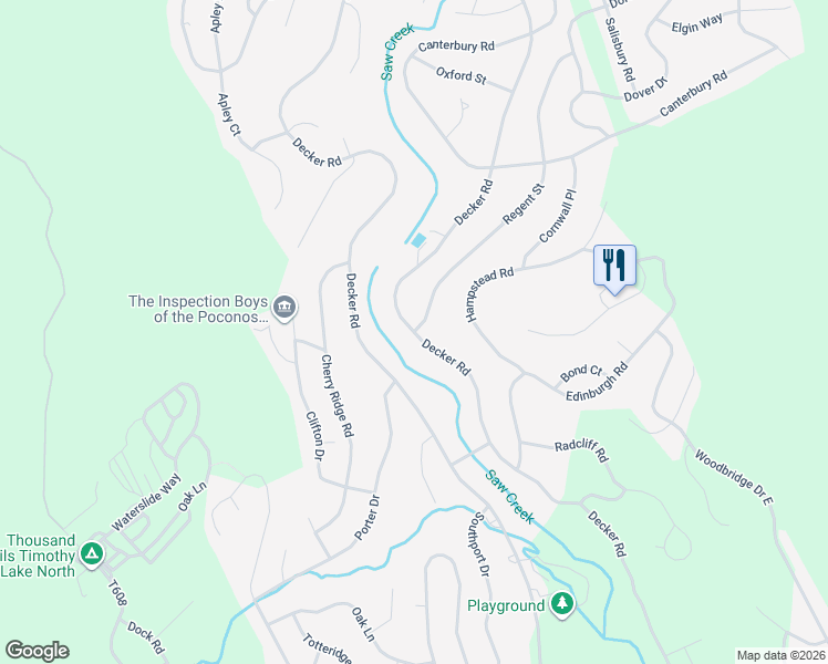 map of restaurants, bars, coffee shops, grocery stores, and more near 625 Decker Road in Pike County