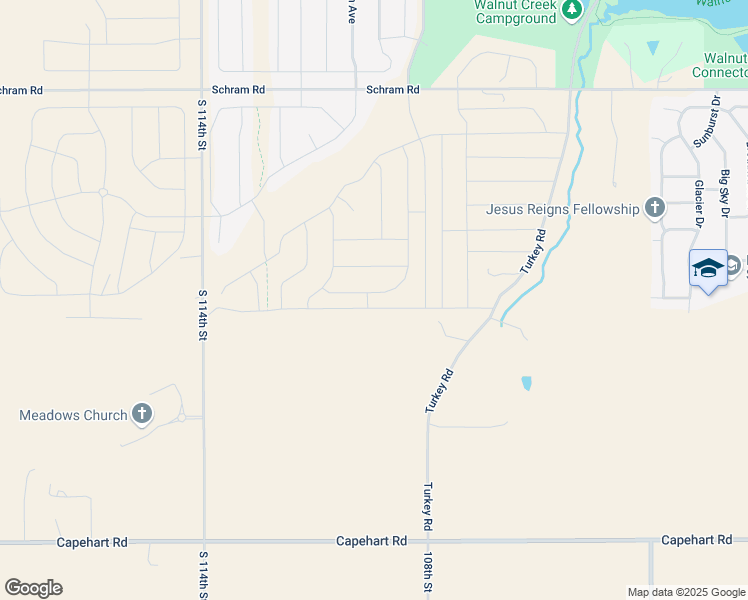 map of restaurants, bars, coffee shops, grocery stores, and more near Unnamed Road in Papillion