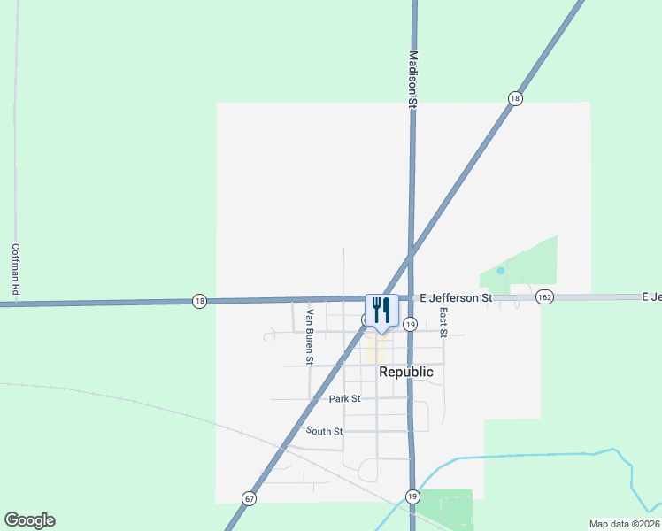 map of restaurants, bars, coffee shops, grocery stores, and more near in Republic