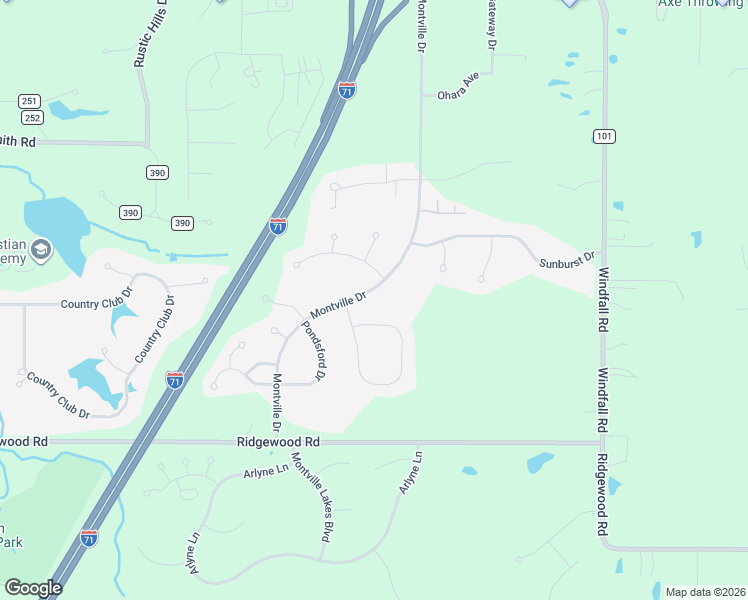 map of restaurants, bars, coffee shops, grocery stores, and more near 5449 Montville Drive in Medina