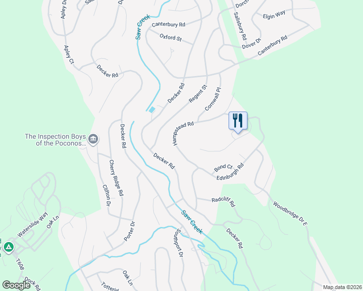 map of restaurants, bars, coffee shops, grocery stores, and more near 291-679 Hampstead Road in Bushkill