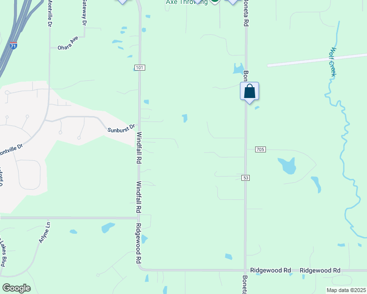 map of restaurants, bars, coffee shops, grocery stores, and more near 5445 Windfall Road in Medina