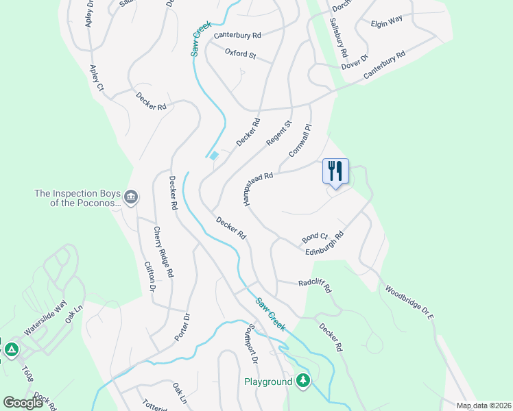 map of restaurants, bars, coffee shops, grocery stores, and more near 291-679 Hampstead Road in Bushkill
