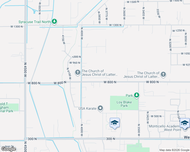 map of restaurants, bars, coffee shops, grocery stores, and more near 3925 West 800 North in West Point