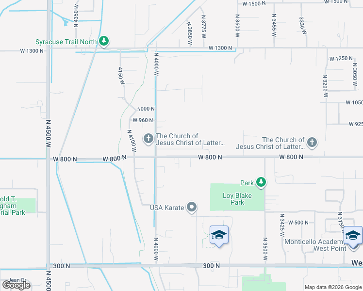 map of restaurants, bars, coffee shops, grocery stores, and more near 3902 West 825 North in West Point