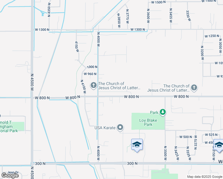 map of restaurants, bars, coffee shops, grocery stores, and more near 3918 West 825 North in West Point