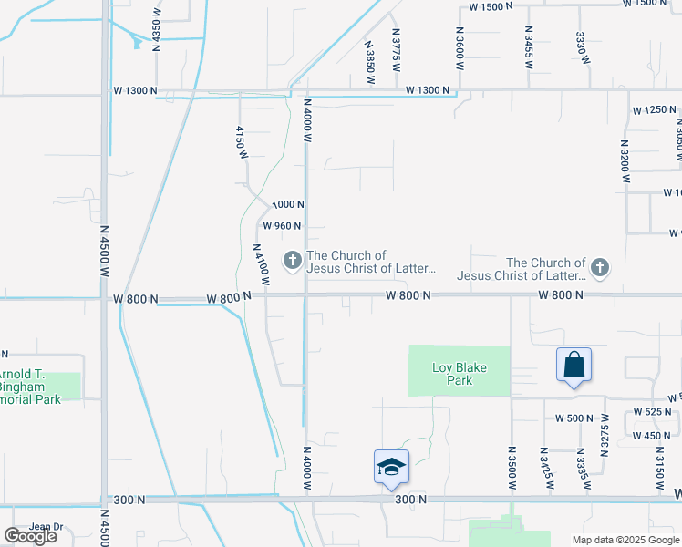 map of restaurants, bars, coffee shops, grocery stores, and more near 3932 West 825 North in West Point