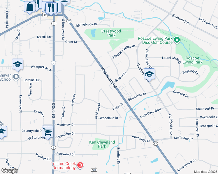 map of restaurants, bars, coffee shops, grocery stores, and more near 876 Wimbleton Drive in Medina