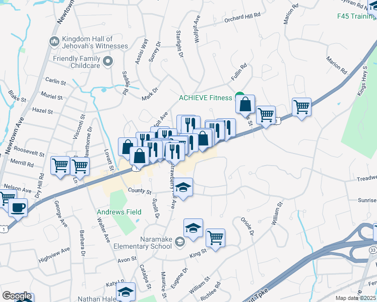 map of restaurants, bars, coffee shops, grocery stores, and more near 426 Westport Avenue in Norwalk
