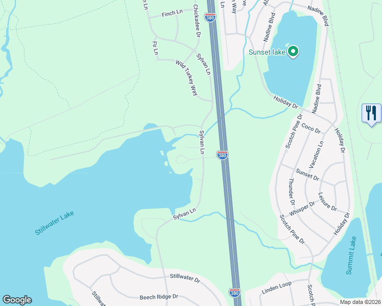 map of restaurants, bars, coffee shops, grocery stores, and more near 333 Hawkey Lane in Pocono Summit