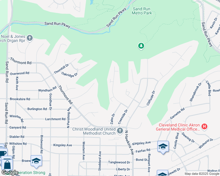 map of restaurants, bars, coffee shops, grocery stores, and more near 1812 Cromwell Drive in Akron
