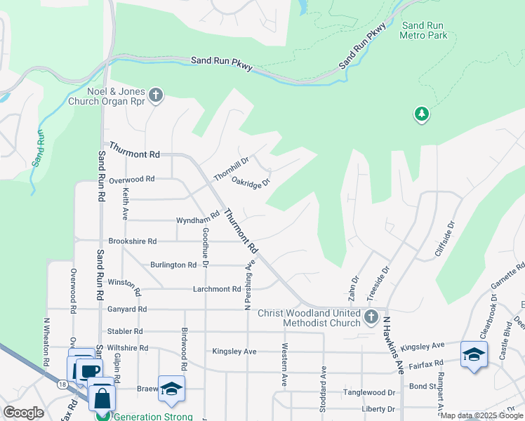 map of restaurants, bars, coffee shops, grocery stores, and more near 1875 Ashwood Drive in Akron