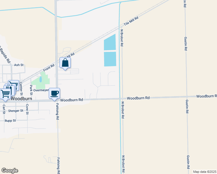 map of restaurants, bars, coffee shops, grocery stores, and more near 23401 Woodburn Road in Woodburn