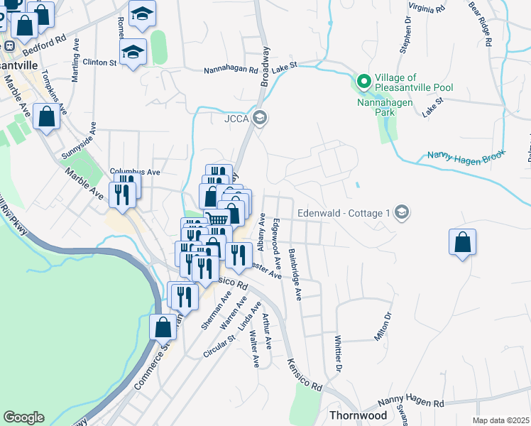 map of restaurants, bars, coffee shops, grocery stores, and more near 243 Edgewood Avenue in Thornwood