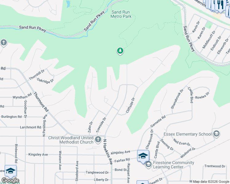 map of restaurants, bars, coffee shops, grocery stores, and more near 1685 Karg Drive in Akron