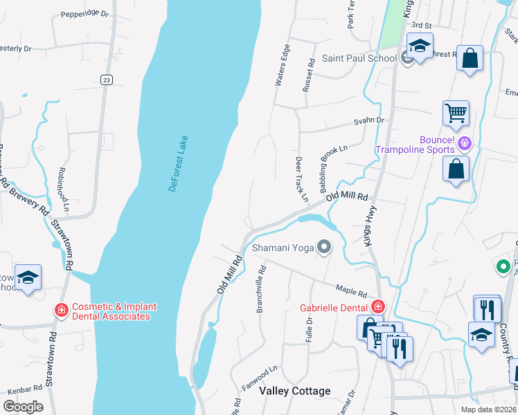 map of restaurants, bars, coffee shops, grocery stores, and more near 351 Boxberger Road in Valley Cottage
