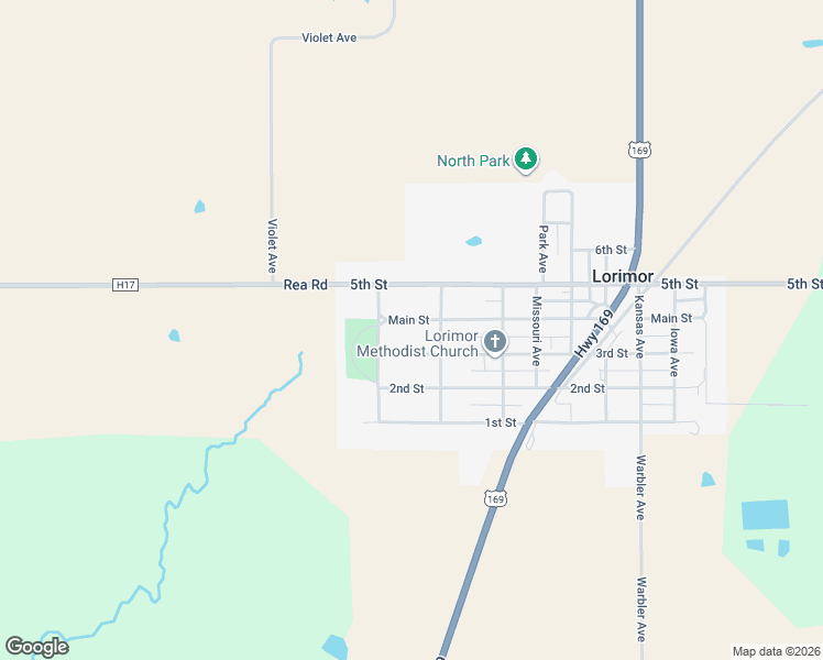 map of restaurants, bars, coffee shops, grocery stores, and more near 800-882 Main Street in Lorimor