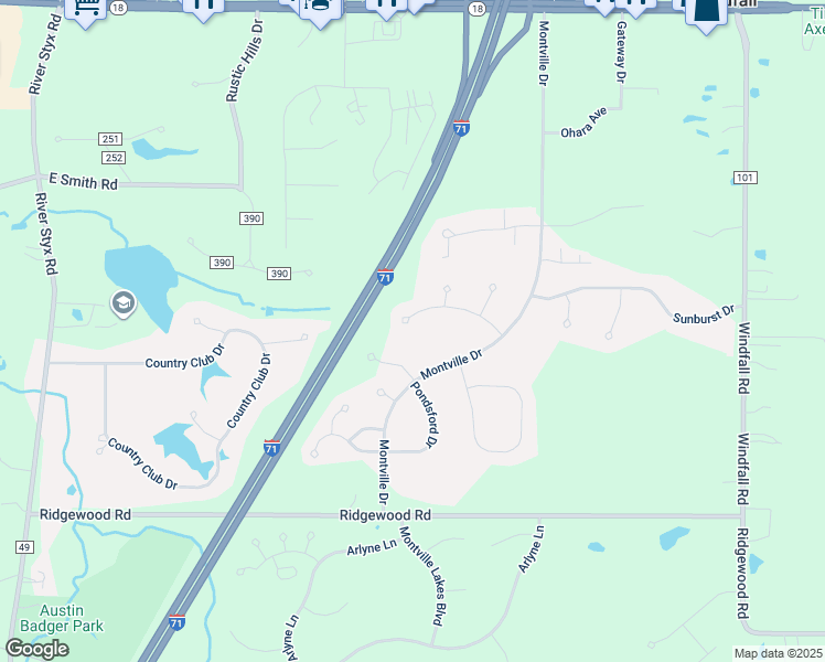map of restaurants, bars, coffee shops, grocery stores, and more near 3048 W Creek Dr in Medina