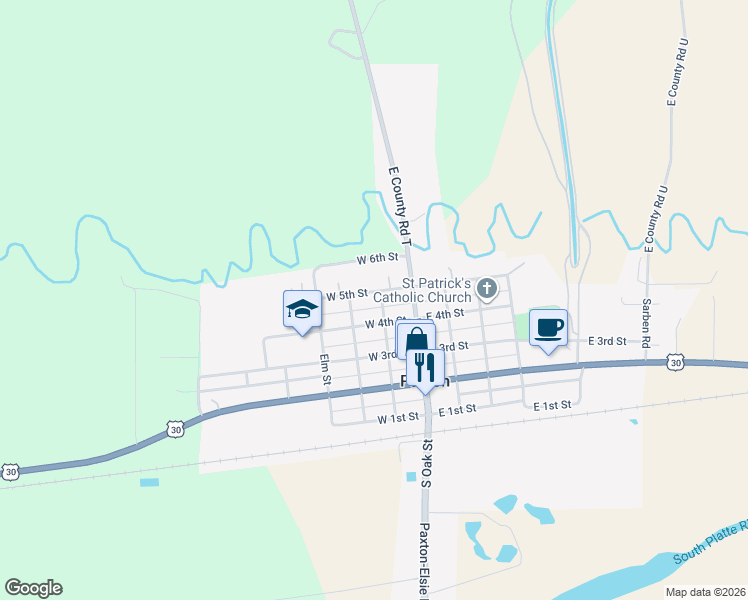 map of restaurants, bars, coffee shops, grocery stores, and more near in Paxton