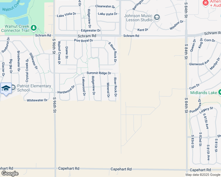 map of restaurants, bars, coffee shops, grocery stores, and more near 2403 Mineral Drive in Papillion