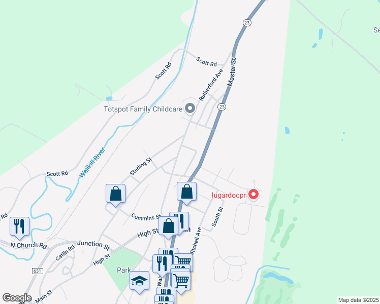 map of restaurants, bars, coffee shops, grocery stores, and more near 10 McCann Street in Franklin