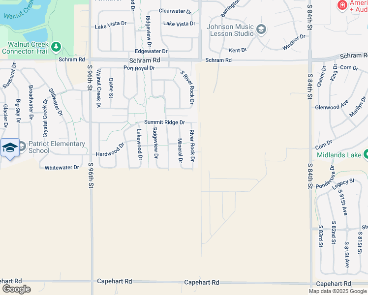 map of restaurants, bars, coffee shops, grocery stores, and more near 2403 Mineral Drive in Papillion