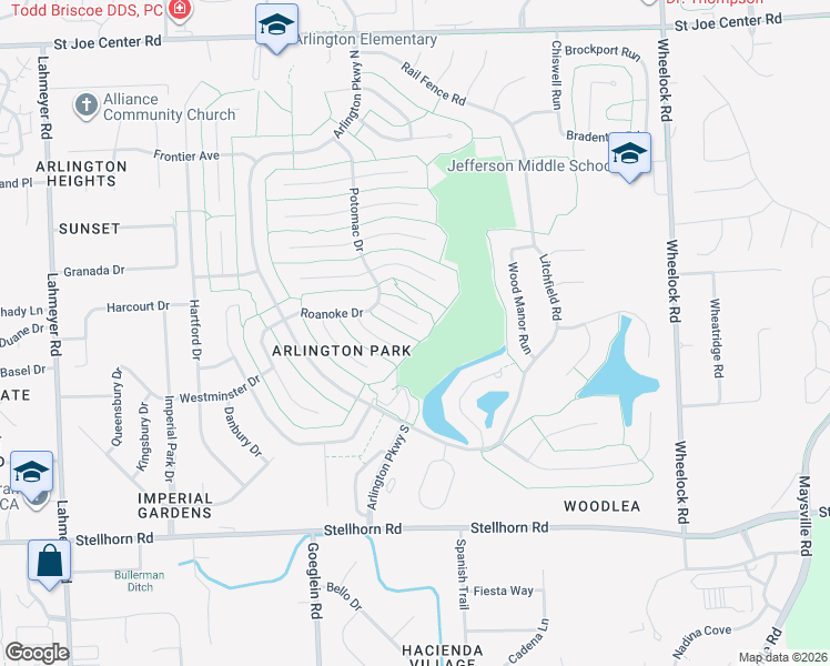 map of restaurants, bars, coffee shops, grocery stores, and more near 8426 Talmage Ct in Fort Wayne