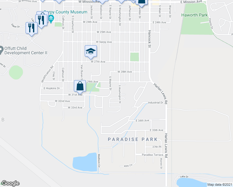 map of restaurants, bars, coffee shops, grocery stores, and more near 15 South Washington Street in Bellevue