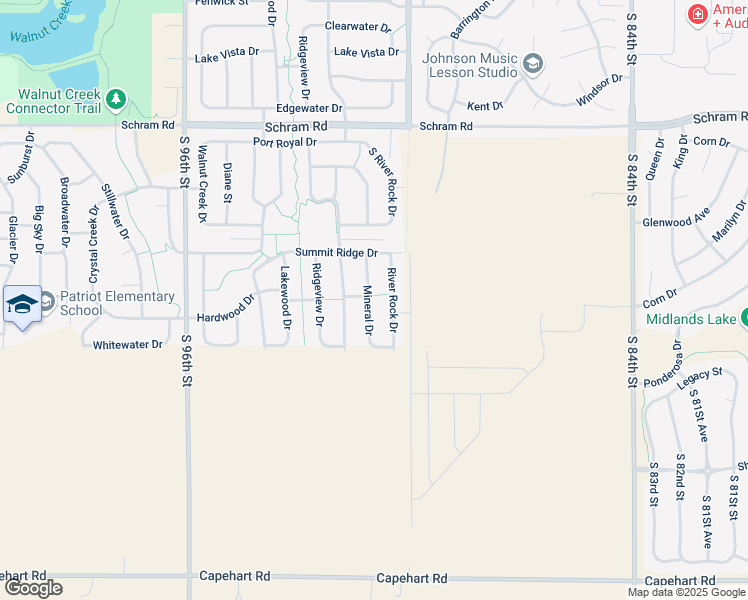 map of restaurants, bars, coffee shops, grocery stores, and more near 2403 Mineral Drive in Papillion