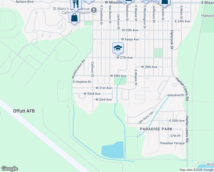 map of restaurants, bars, coffee shops, grocery stores, and more near 708 West 31st Avenue in Bellevue