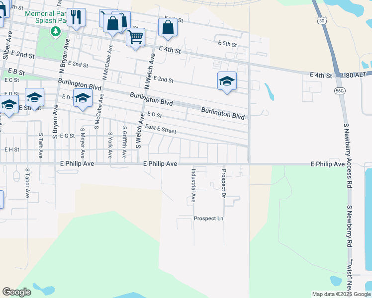 map of restaurants, bars, coffee shops, grocery stores, and more near 2300 East Philip Avenue in North Platte