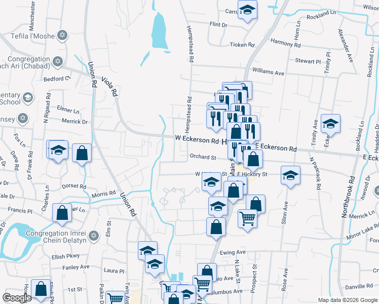 map of restaurants, bars, coffee shops, grocery stores, and more near 31 Orchard Street in Spring Valley