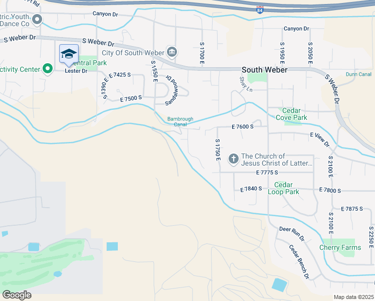 map of restaurants, bars, coffee shops, grocery stores, and more near 7696 1650 East in South Weber