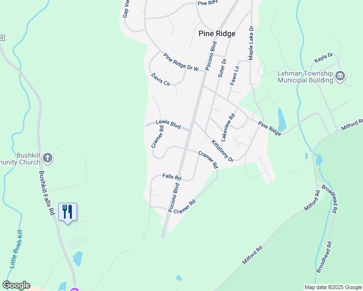 map of restaurants, bars, coffee shops, grocery stores, and more near 2234 Cramer Road in Pine Ridge