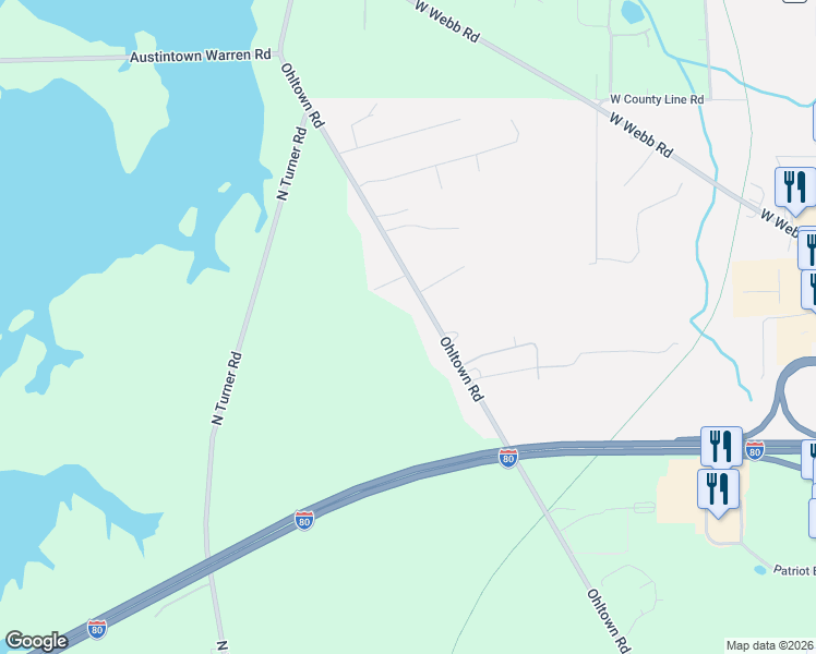 map of restaurants, bars, coffee shops, grocery stores, and more near 1122 Ohltown Road in Youngstown