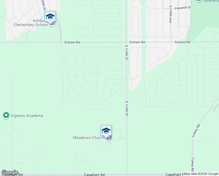 map of restaurants, bars, coffee shops, grocery stores, and more near 12383 South 114th Street in Papillion