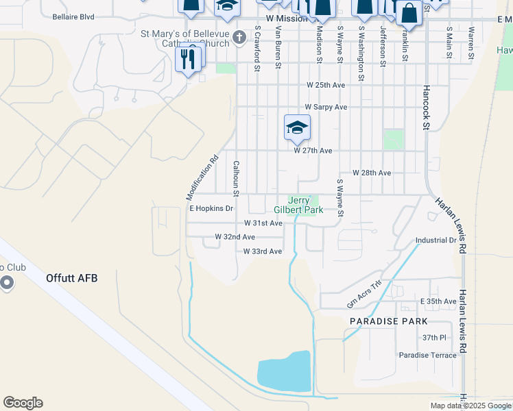 map of restaurants, bars, coffee shops, grocery stores, and more near 801 West 29th Avenue in Bellevue