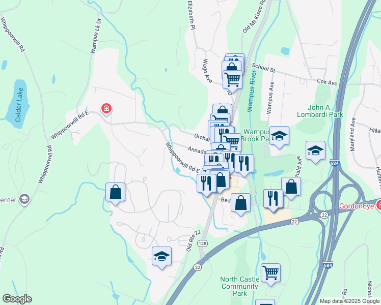 map of restaurants, bars, coffee shops, grocery stores, and more near 24 Annadale Street in Armonk