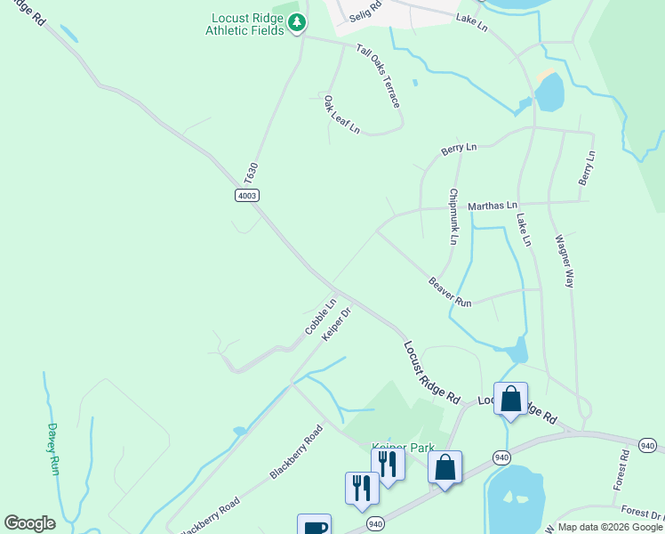map of restaurants, bars, coffee shops, grocery stores, and more near 45 Locust Ridge Road in Pocono Lake