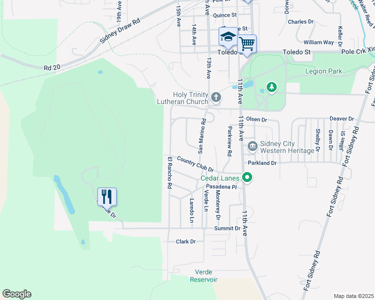 map of restaurants, bars, coffee shops, grocery stores, and more near 2434 Coronado Court in Sidney