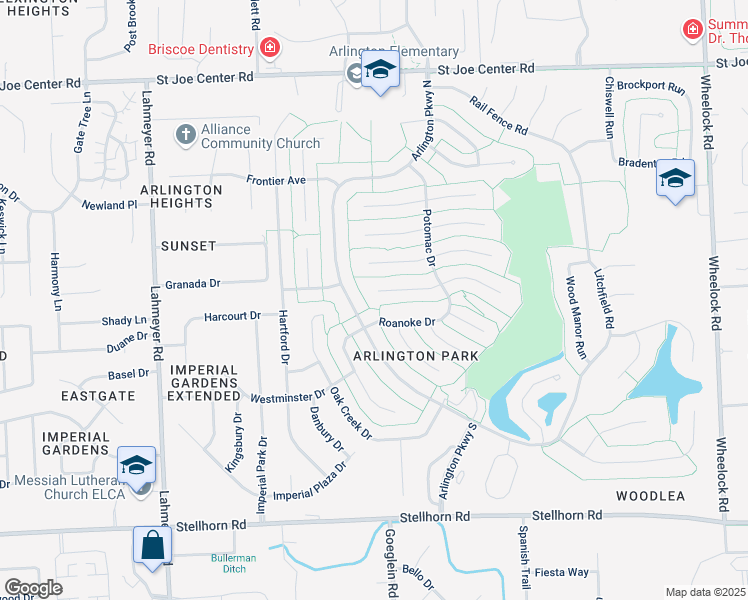 map of restaurants, bars, coffee shops, grocery stores, and more near 8112 Quincy Ct in Fort Wayne