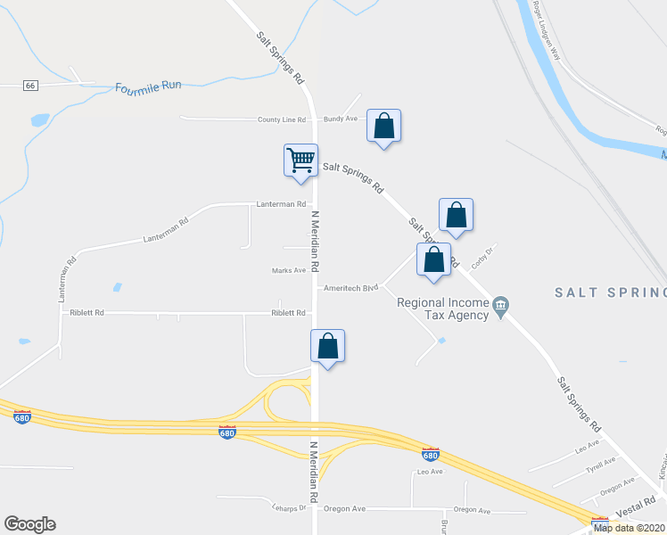 map of restaurants, bars, coffee shops, grocery stores, and more near 1171 N Meridian Rd in Youngstown