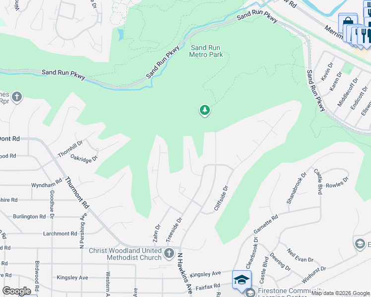 map of restaurants, bars, coffee shops, grocery stores, and more near 1760 Karg Drive in Akron