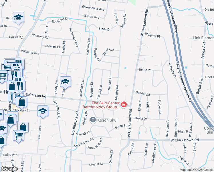 map of restaurants, bars, coffee shops, grocery stores, and more near 8 Nansen Court in Spring Valley