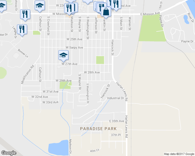 map of restaurants, bars, coffee shops, grocery stores, and more near 2809 Jefferson Street in Bellevue
