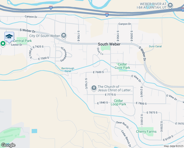 map of restaurants, bars, coffee shops, grocery stores, and more near 1789 East 7600 South in South Weber